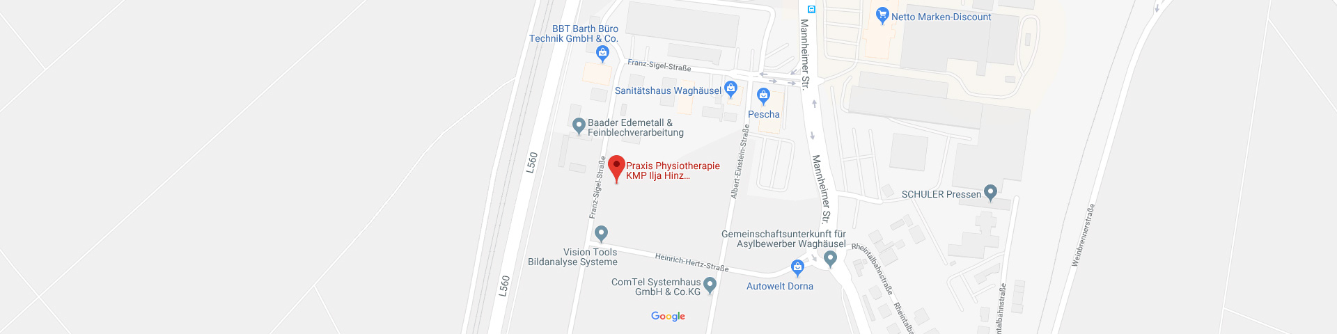 Umgebung und Lage der Physiotherapie KMP - Ihr Körper im Mittelpunkt